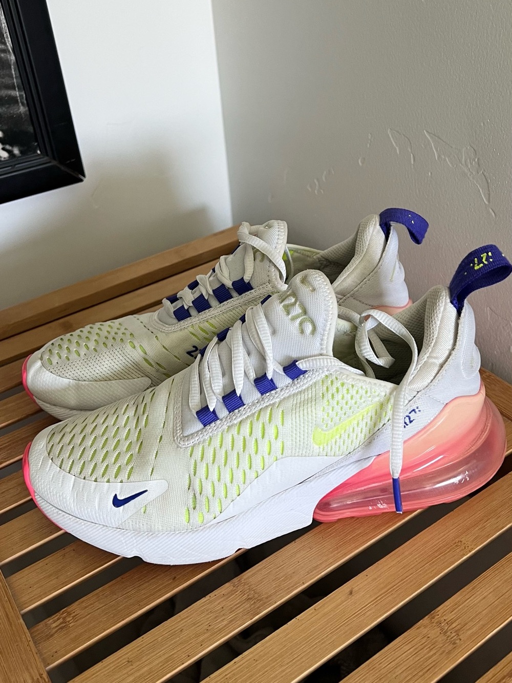 Nike Air Max 270 React White/Neon Yellow/Pink/Purple Accents